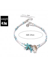 Mint Green Beaded Starfish Alloy Anklet | thumb picture 