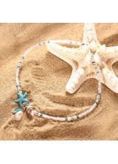 Mint Green Beaded Starfish Alloy Anklet | thumb picture 
