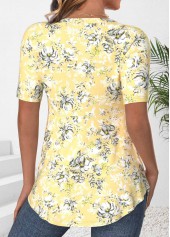 Light Yellow Floral Print Fake Two Piece Twinset | thumb picture 