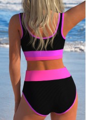Contrast Binding Patchwork Black Bikini Set | thumb picture 