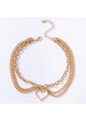Gold Heart Alloy Detail Multi-layer Anklet | thumb picture 