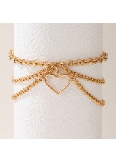 Gold Heart Alloy Detail Multi-layer Anklet | thumb picture 