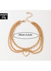 Gold Heart Alloy Detail Multi-layer Anklet | thumb picture 