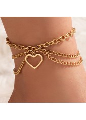 Gold Heart Alloy Detail Multi-layer Anklet