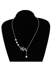 Silvery White Pear Design Leaf Alloy Necklace | thumb picture 