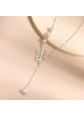 Silvery White Pear Design Leaf Alloy Necklace | thumb picture 