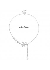 Silvery White Pear Design Leaf Alloy Necklace | thumb picture 