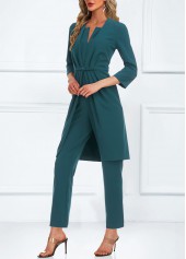 Turquoise Pocket Ankle Length 3/4 Sleeve Jumpsuit and Cardigan | thumb picture 