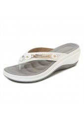 White Open Toe Low Heel Flip Flops | thumb picture 