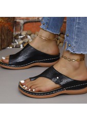 Black Open Toe Falt Flip Flops | thumb picture 