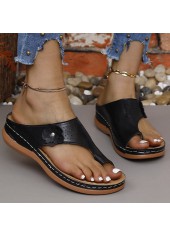 Black Open Toe Falt Flip Flops