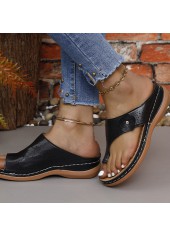 Black Open Toe Falt Flip Flops | thumb picture 