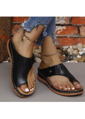 Black Open Toe Falt Flip Flops | thumb picture 