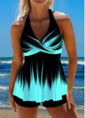 Surplice Ombre Cyan Tie Back Tankini Set | thumb picture 