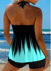 Surplice Ombre Cyan Tie Back Tankini Set | thumb picture 
