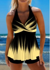 Surplice Ombre Light Yellow Tie Back Tankini Set | thumb picture 