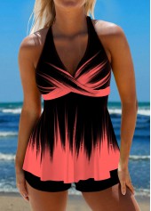 Surplice Ombre Coral Tie Back Tankini Set