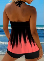 Surplice Ombre Coral Tie Back Tankini Set | thumb picture 