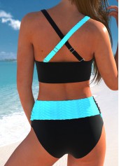 Criss Cross Patchwork Cyan Bikini Set | thumb picture 