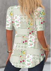 Sage Green Floral Print Fake Two Piece Twinset | thumb picture 