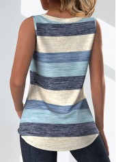 Plus Size Light Blue Button Striped Sleeveless Tank Top | thumb picture 