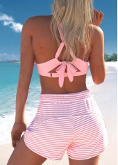 Criss Cross Striped Pink Bikini Set | thumb picture 