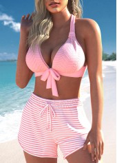 Criss Cross Striped Pink Bikini Set | thumb picture 