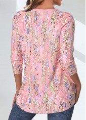 Light Pink Criss Cross Geometric Print T Shirt | thumb picture 