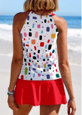 Cut Out Geometric Print Red Tankini Set | thumb picture 