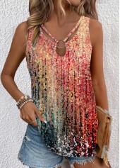 Multi Color Cut Out Ombre Sleeveless Tank Top | thumb picture 
