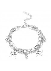 Silvery White Butterfly Alloy Layered Chain Anklet | thumb picture 