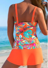 Split Tropical Plants Print Orange Tankini Set | thumb picture 