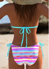 Tie Multi Stripe Print Hot Pink Bikini Set | thumb picture 