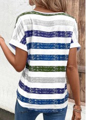 Sky Blue Breathable Multi Stripe Print T Shirt | thumb picture 