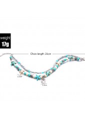 Mint Green Starfish Alloy Layered Anklets | thumb picture 