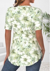 Light Green Floral Print Fake Two Piece Twinset | thumb picture 