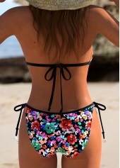 Contrast Binding Ditsy Floral Print Black Bikini Set | thumb picture 