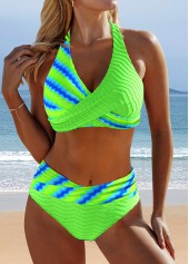 Surplice Floral Print Neon Green Bikini Set | thumb picture 
