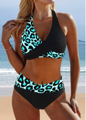 Surplice Floral Print Black Bikini Set | thumb picture 