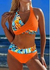 Surplice Floral Print Orange Bikini Set | thumb picture 
