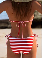 Tie Patchwork Striped Red Bikini Set | thumb picture 