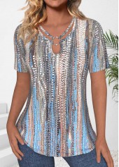 Neon Blue Circular Ring Polka Dot T Shirt