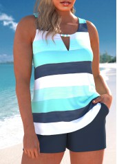 Plus Size Cut Out Cyan Tankini Set | thumb picture 