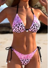 Tie Patchwork Leopard Pink Bikini Set | thumb picture 