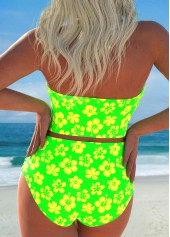 Drawstring Floral Print Neon Green Bikini Set | thumb picture 