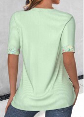 Light Green Floral Print Fake Two Piece Twinset