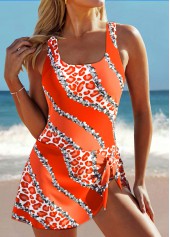 Tie Leopard Orange One Piece Swimdress
