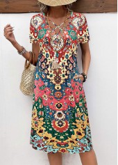 Rainbow Color Breathable Tribal Print A Line Dress | thumb picture 