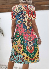 Rainbow Color Breathable Tribal Print A Line Dress | thumb picture 