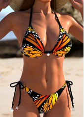 Tie Butterfly Print Orange Bikini Set | thumb picture 